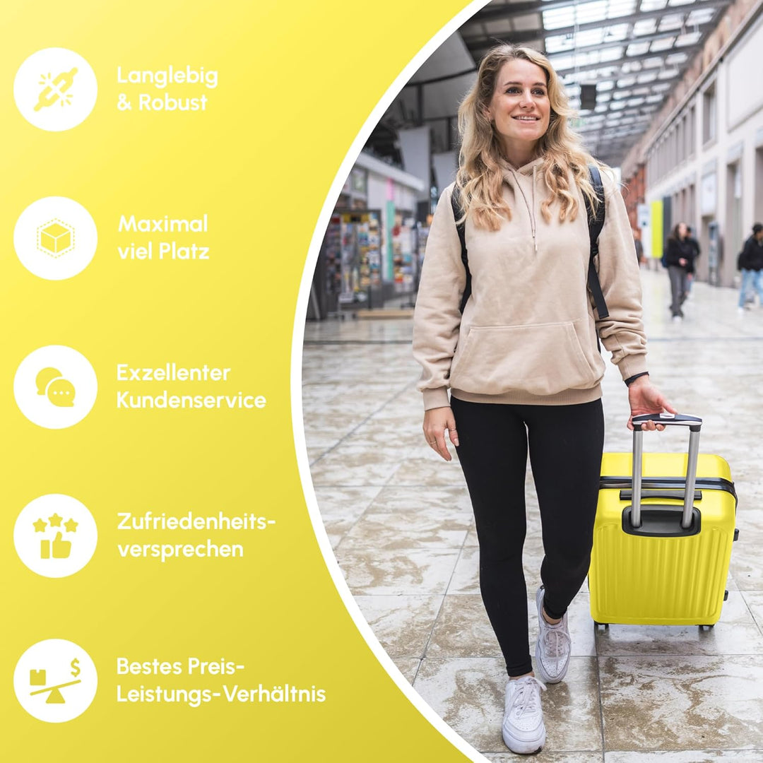 ABS Hartschalenkoffer - Ergonomisch & Sicher - Mittelgrosser Trolley Koffer mit 360° Rädern, Zahlen-