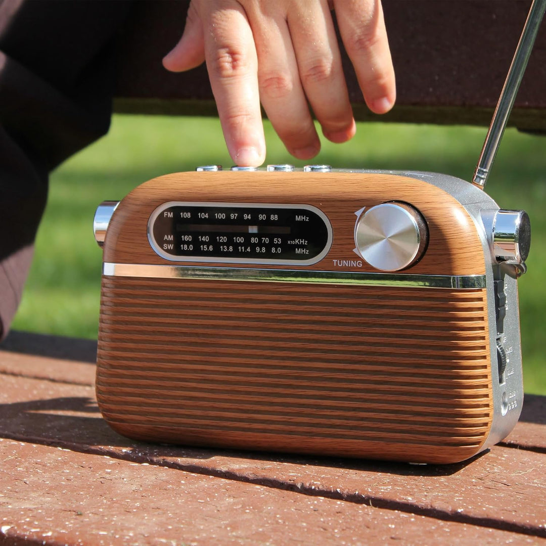 FISHTEC - Radio Vintage Retro Design USB / MP3 / Micro SD Player – tragbar – einziehbare Antenne – B