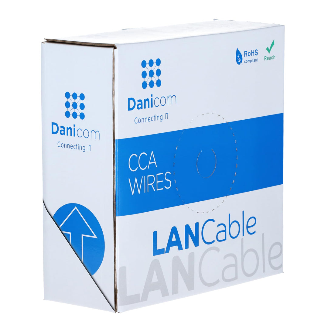 Danicom CAT5e Outdoor Netzwerkkabel - F/UTP - AWG 26/1 (Flexibel) - 100 Meter - Schwarz - CCA, POE,