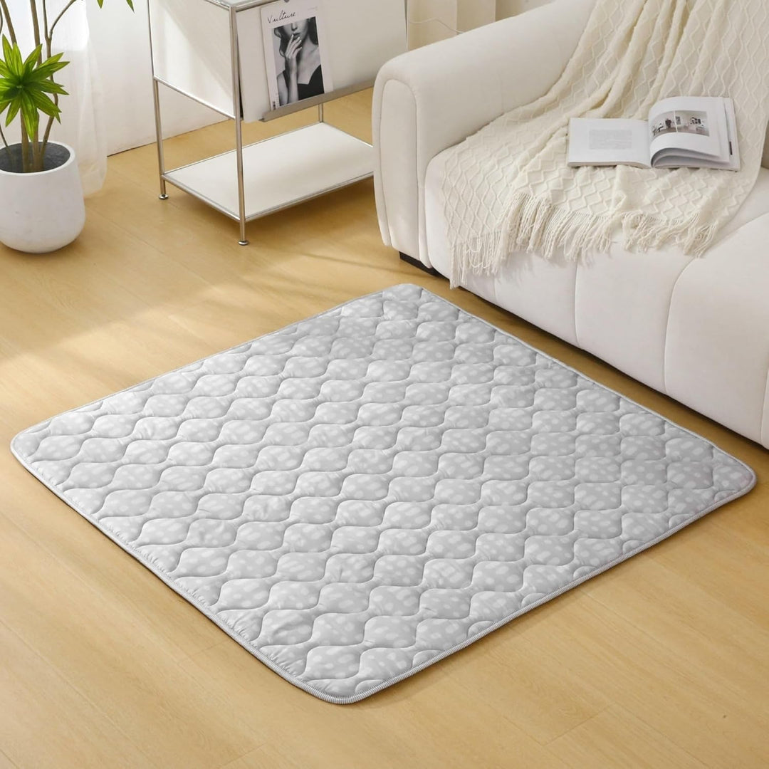 Gesteppte Krabbeldecke Baby 127cm, Hygge grau – extra Dicke 1,5cm weiche Baby Krabbelmatte – Baby Sp