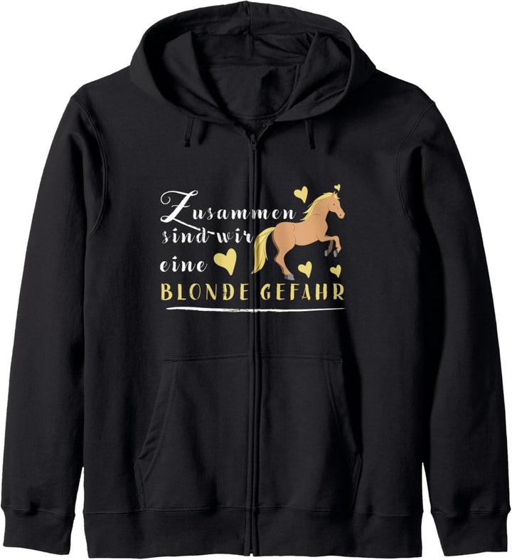 Haflinger Pferd Design mit Pferdespruch für blonde Mädchen Kapuzenjacke