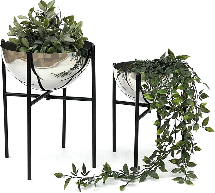 DanDiBo Blumenhocker Metall mit Topf Schwarz Silber 2er Set Blumenständer 96257 Blumensäule Modern P