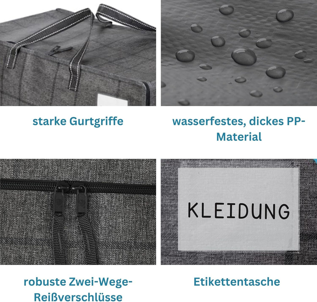 VENO 6er-Pack strapazierfähige grosse Aufbewahrungstasche mit Reissverschlüssen und Etikettentasche