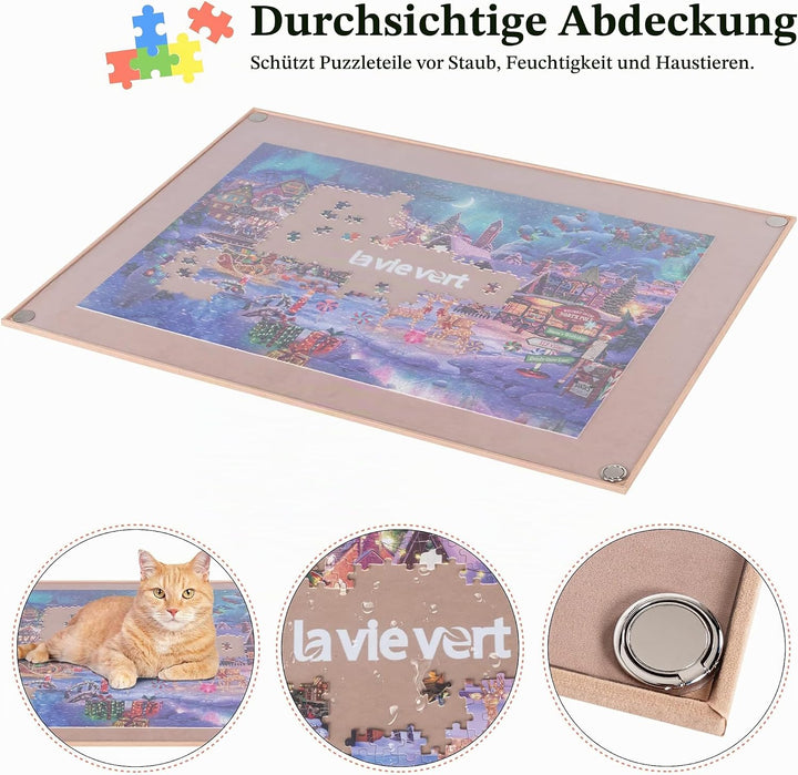 Lavievert tragbares Puzzle Brett aus Holz mit staubdichter Abdeckung, Puzzlematte, Puzzle Aufbewahru