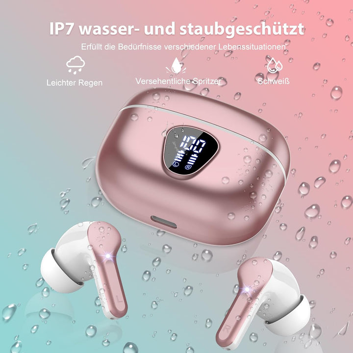 Bluetooth Kopfhörer, Kopfhörer Kabellos Bluetooth 5.4 In Ear, 4 ENC Noise Cancelling Mic Ohrhörer, H