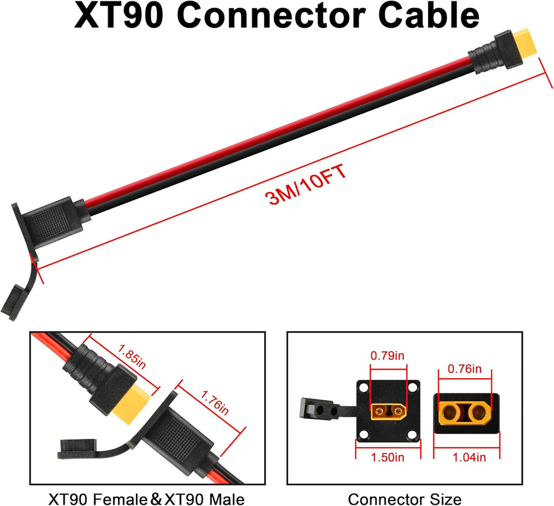 3m 10AWG XT90 Panel Mount Kabel Wasserdichter & funkenfreier Schwerlaststeckverbinder für Solargener