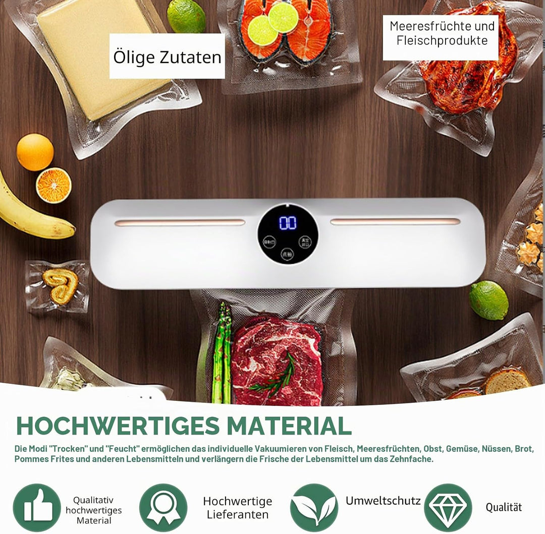 Vakuumierer, Vakuumiergerät mit Vakuumierbeuteln, All-in-1 Vakuumierer mit 20 Vakuumierbeuteln für T