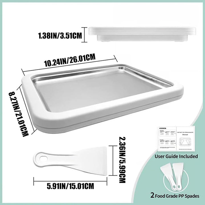 Eiscreme-Rollmaschine mit 2 Schabern, 26 x 21 cm, gefrierbar, für sofortige DIY-Eiscreme, Rollen, fü