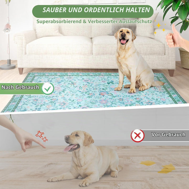 Baodan Welpen Unterlagen Waschbar, 2 Pack PIPI Matten für Hunde mit Blumenmuster inkontinenzunterlag