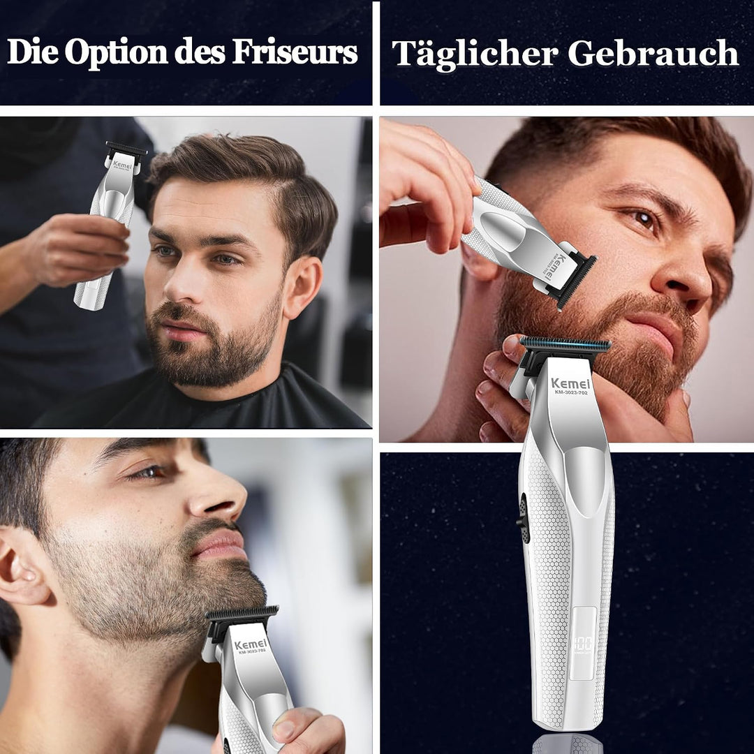 KEMEI 3023-702 Haar- und Bartschneider für Männer, 9000 U/min Zero-Gapped-Trimmer für Friseure mit V