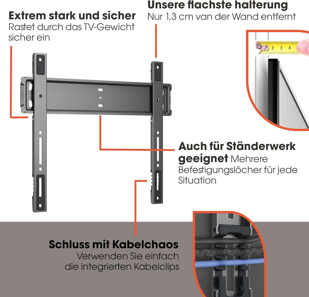 Vogel's TVM 5505 – Ultraflache TV-Wandhalterung mit einzigartigem GuidanceSystem™ Einhängemechanismu