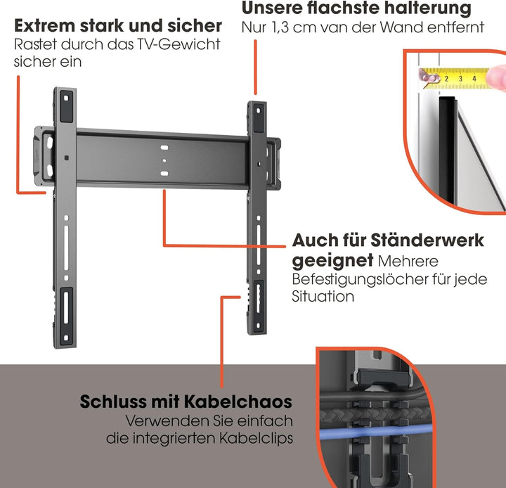 Vogel's TVM 5505 – Ultraflache TV-Wandhalterung mit einzigartigem GuidanceSystem™ Einhängemechanismu
