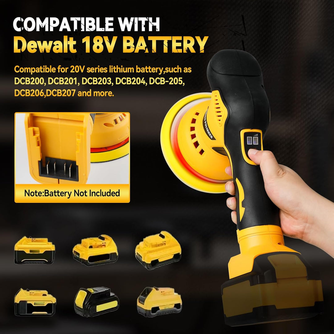 Kabelloser Auto Poliermaschine für Dewalt, bürstenloses 6-Zoll-Auto Politur-Set, 8 variable Geschwin