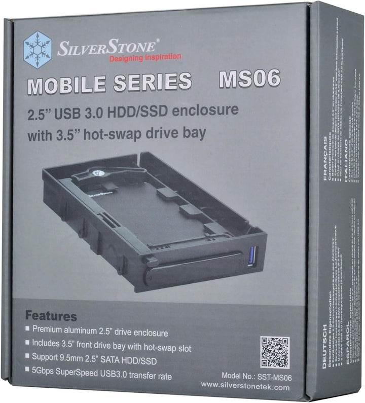 SilverStone SST-MS06B - Mobiles 3,5" Super-Speed Aluminium-Festplatten-Gehäuse mit Hot-Swap-Laufwerk