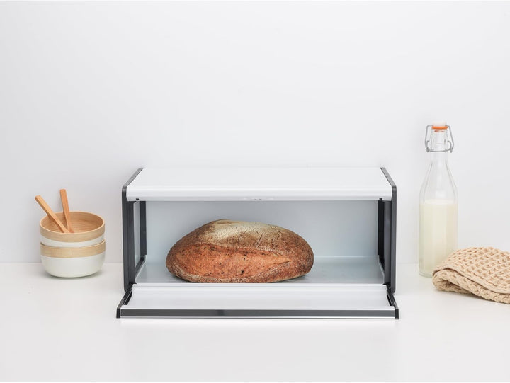 Brabantia Klappbrotkasten - Grosse Aufbewahrungsbox für Brot, Bagels, Brötchen - Platzsparendes Desi