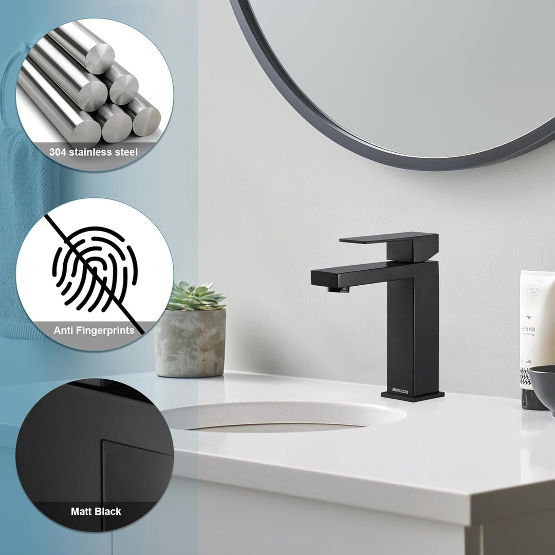 BONADE Wasserhahn Bad Schwarz, Einhebel-badarmatur, Armatur Badezimmer, Energiesparend Waschbeckenar