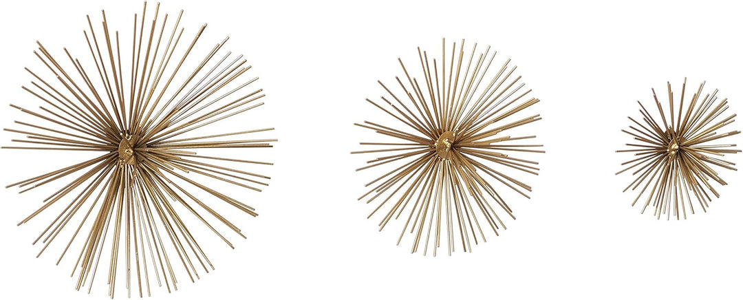 Deco 79 Metall Starburst 3D Wanddekoration, 3er-Set, 15,2 cm, 22,9 cm, 30,5 cm B, goldfarben, Gold