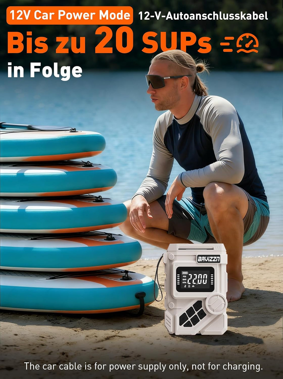 Sup Pumpe Elektrische Akku 22PSI Elektrische Sup pumpe Mit Akku 59.2WH 12DC Typ-C-Anschluss Inflator
