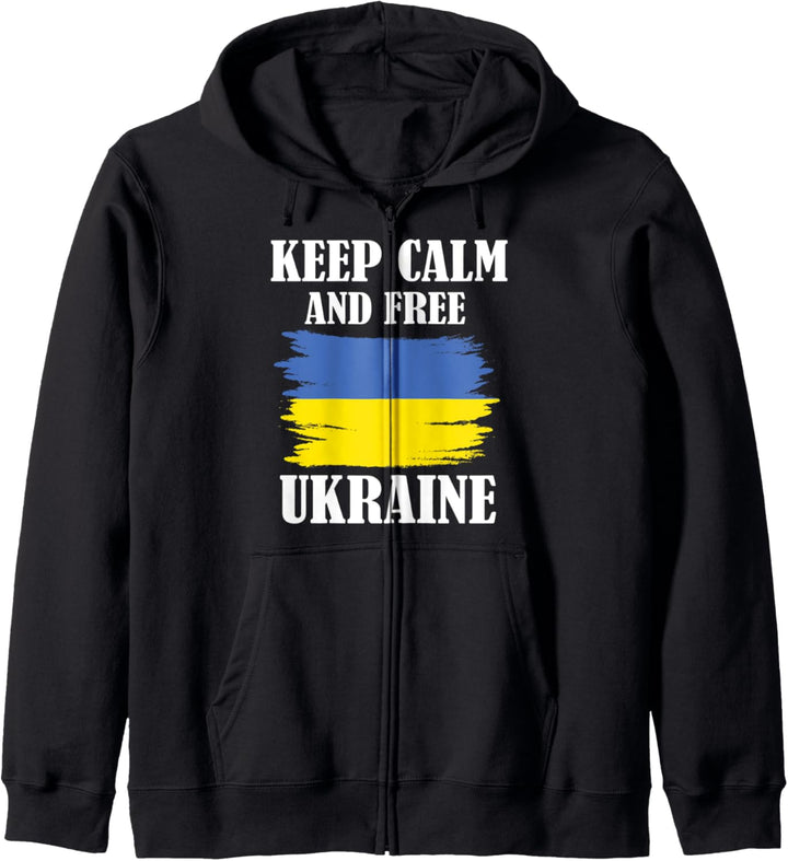 Keep Calm & Free Ukraine, Freedom for Urkraine Flagge Kapuzenjacke