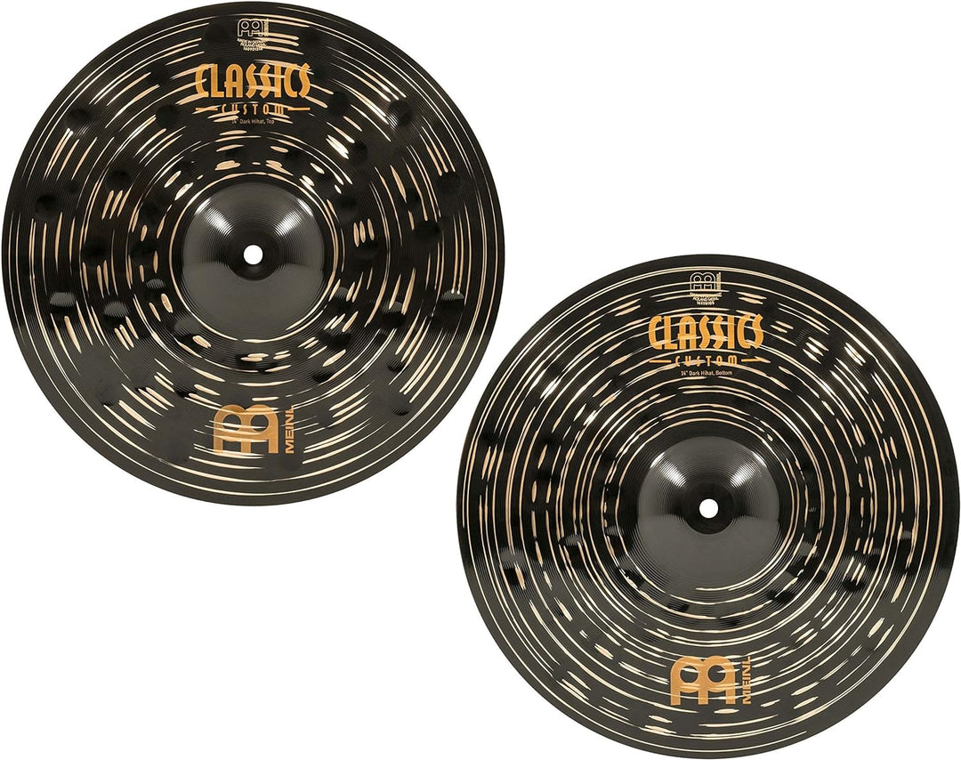 Meinl Cymbals Classics Custom Dark Hihat 14 Zoll (Video) Schlagzeug Becken – Paar – (35,56cm) B12 Br