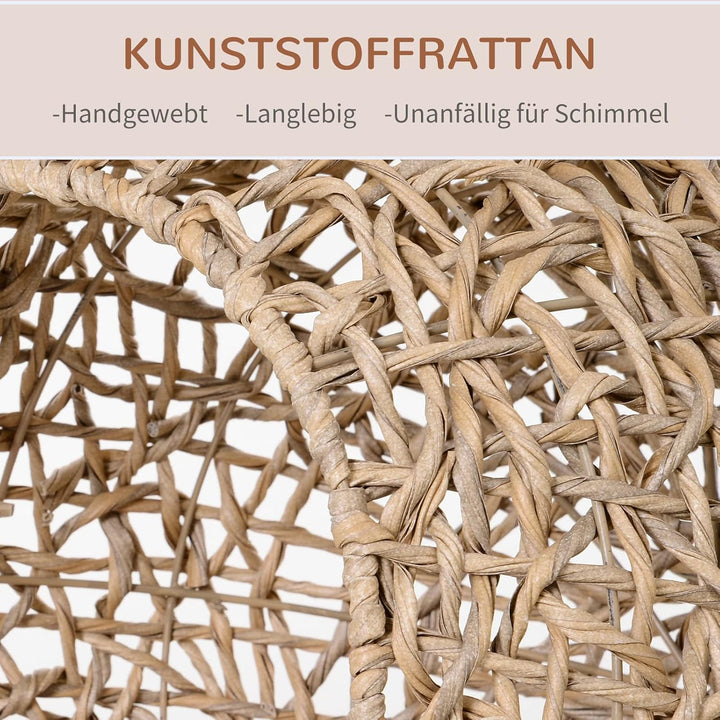 PawHut Katzenhaus aus Rattan mit Kissen Katzenschlafplatz Katzenhöhle mit erhöhten Füssen Natur Ø52