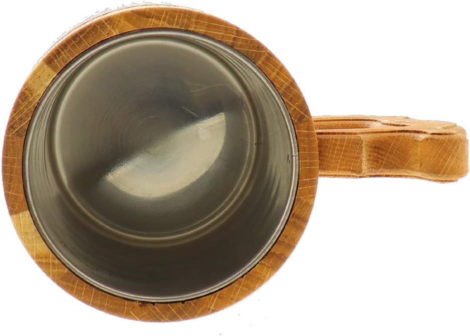 HOFMEISTER® Bierkrug mit Edelstahleinsatz aus Eiche 19,5 cm Bierkrug mit Stahleinsatz 1, Bierkrug mi