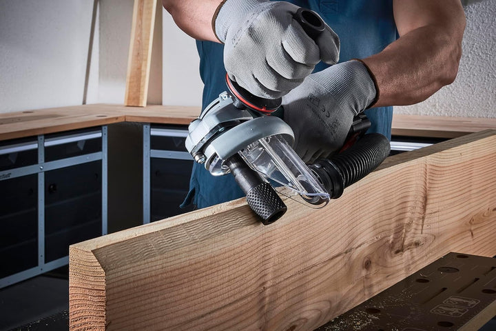 wolfcraft Holzbearbeitungsset für Winkelschleifer I 4400000 I Für das staubarme Fräsen, Modellieren