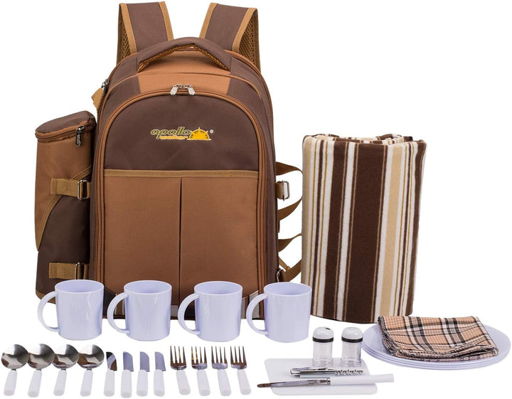 apollo walker 4 Personen Picknick Rucksack Picknick Rucksack Tasche Hamper Cooler Bag mit Geschirr S