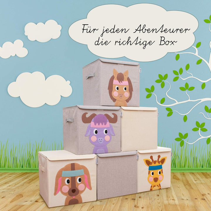 Aufbewahrungsbox mit Deckel und Hase I Spielzeugbox mit Tiermotiv passend für Würfelregale I Ordnung