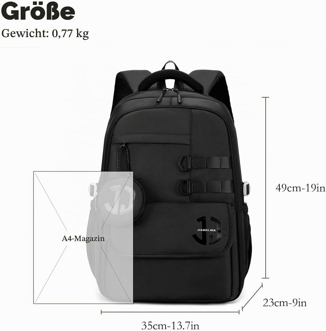 JANSBEN Wasserdichter Schulrucksack für Teenager Jungen und Mädchen, Mehrfachfach Design für Schule