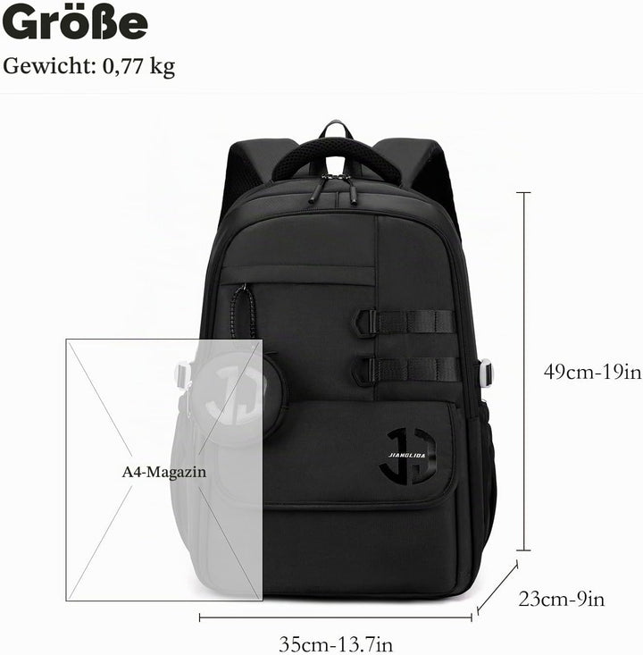 JANSBEN Wasserdichter Schulrucksack für Teenager Jungen und Mädchen, Mehrfachfach Design für Schule