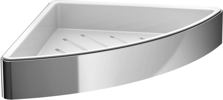 Emco Loft Eckschwammkorb mit Kunststoffeinsatz 179 x 36 x 179mm, Chrom/weiss Chrom Eckwandkorb, Chro