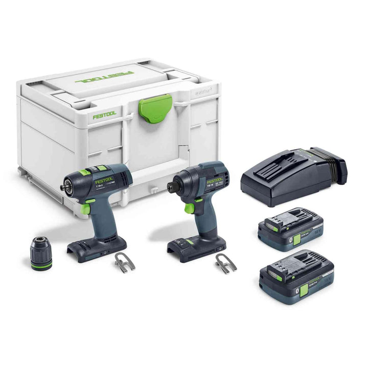 Festool Schrauber- und Bohrer-Set TID 18 HPC 4,0 I-Set T18 (mit TID 18, T 18+3, Akkupacks BP 18 Li 4