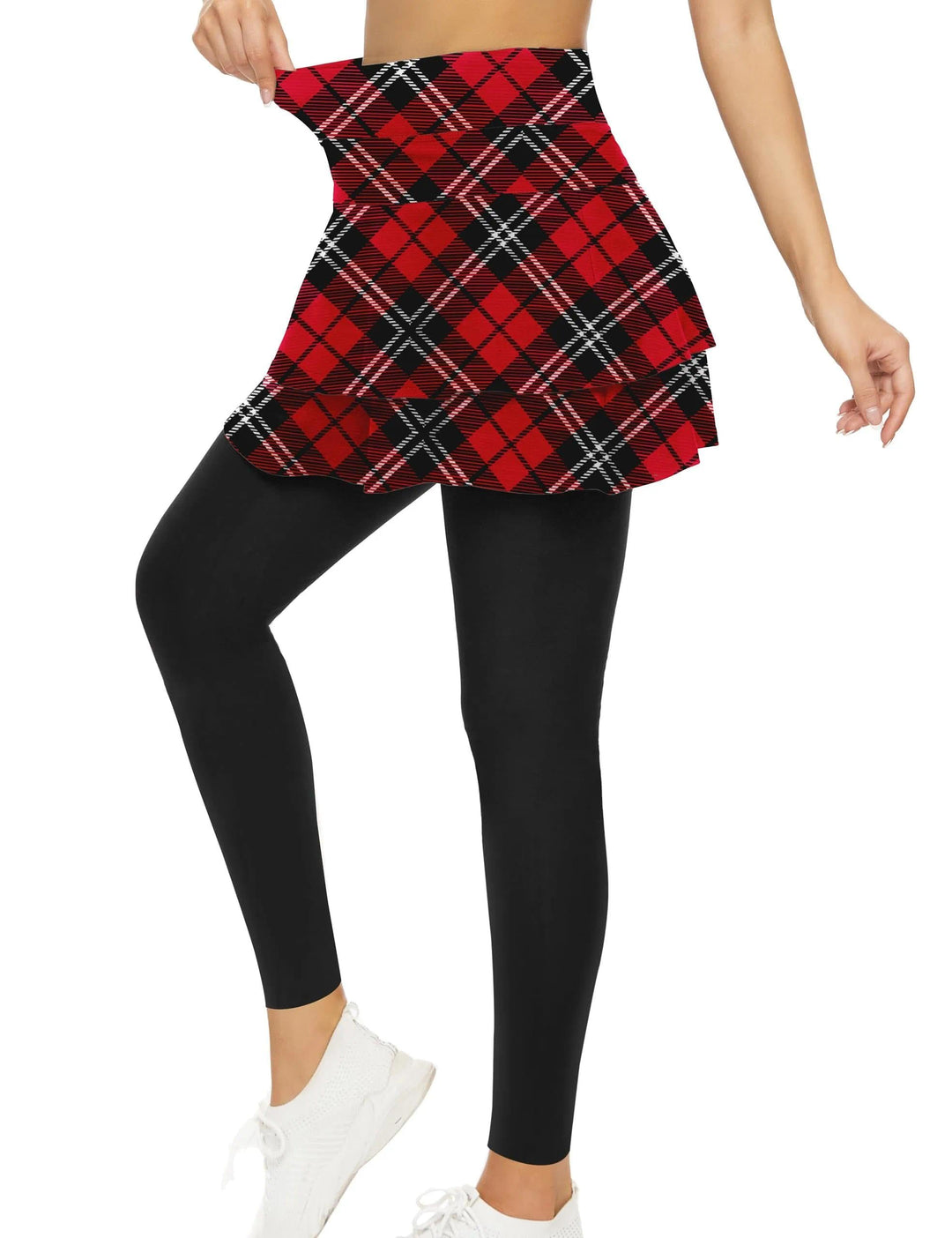 WOWENY Tennisrock Damen Golf Skort Mit Hose, Rock Damen Sommer kurz Sportrock Mit Hose, Faltenrock L