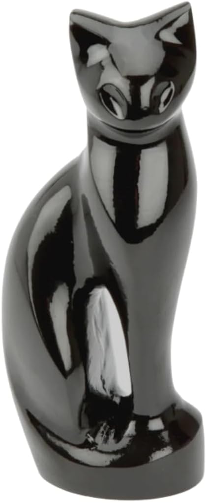 URNS UK Stanley Urne in Katzenform, Schwarz, Schwarz
