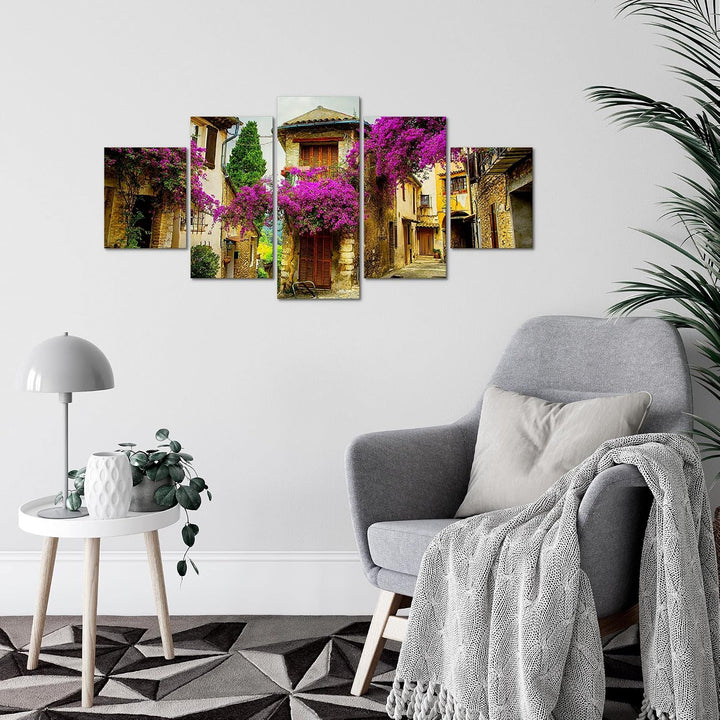 Runa Art Wandbilder Toskana Italien 5 Teilig Bild auf Vlies Leinwand Deko Wohnzimmer Schlafzimmer Pa