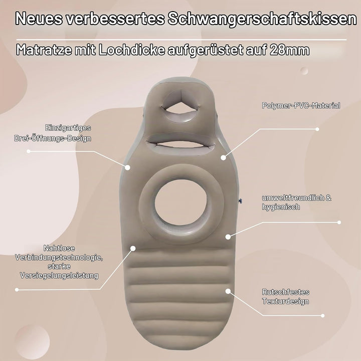 Aufblasbares Schwangerschaftskissen, perforierte PVC-Luftmatratze, Bauchliegematte, Ganzkörper-Schwa