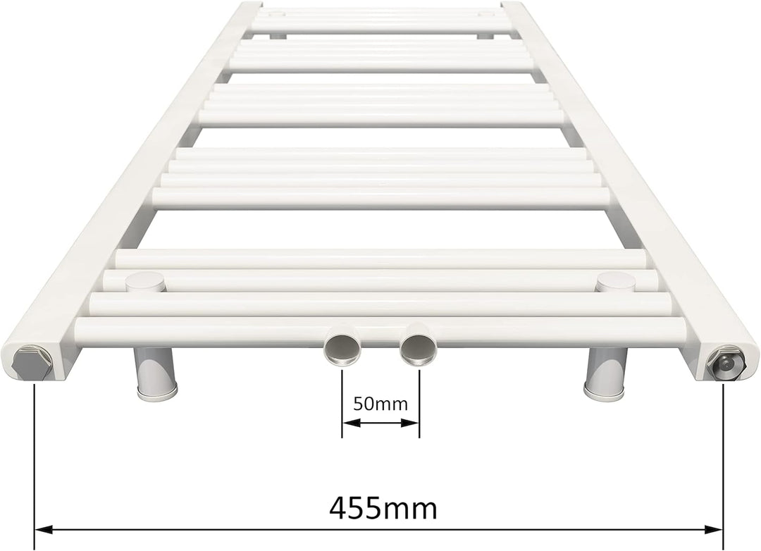 Aquabad Badheizkörper Virgo | Grösse: 50 x 180 cm | Heizleistung 608 Watt | Farbe: Weiss | Mittelans