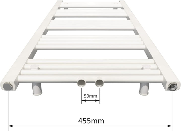 Aquabad Badheizkörper Virgo | Grösse: 50 x 180 cm | Heizleistung 608 Watt | Farbe: Weiss | Mittelans