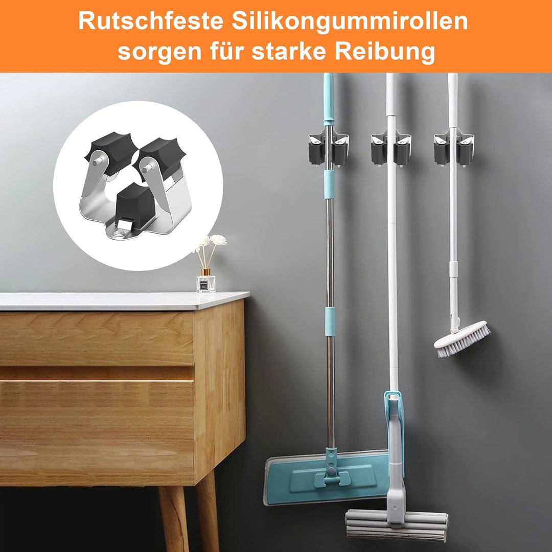 GARTOL Besenhalter Wand, Gerätehalter, Gartengerätehalter, Edelstahl Wandhalterung für Wischmopp, Be