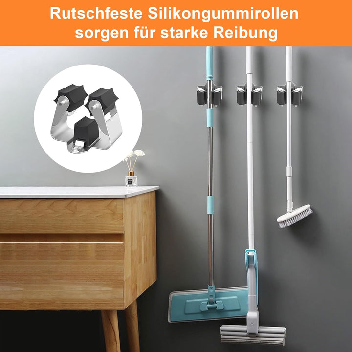 GARTOL Besenhalter Wand, Gerätehalter, Gartengerätehalter, Edelstahl Wandhalterung für Wischmopp, Be