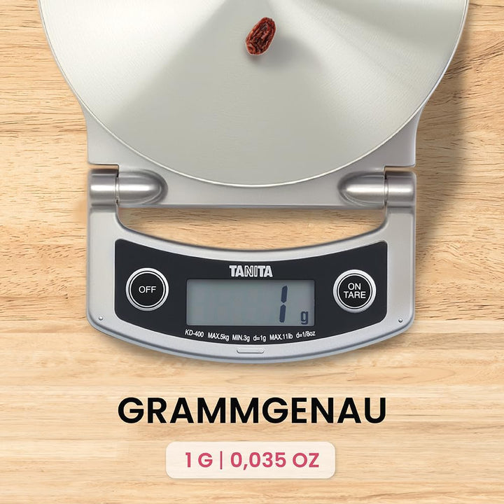 Tanita KD-400 Küchenwaage digital Klappdisplay silber 5kg/ 1g.