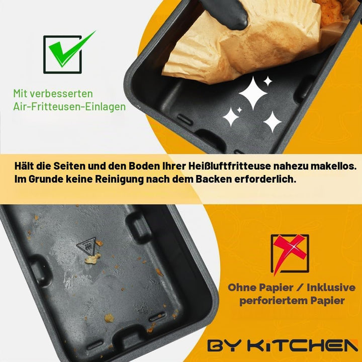 BYKITCHEN 200 Stücke Backpapier für Heissluftfritteuse Ninja Double Stack XL 9.5L SL400EU, Airfryer