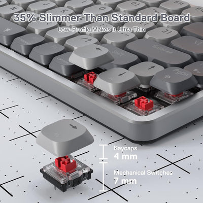 Redragon K652 75% RGB Mechanische Tastatur, Bluetooth/2,4ghz/kabelgebundener Tri-modus 84 Tasten Gam