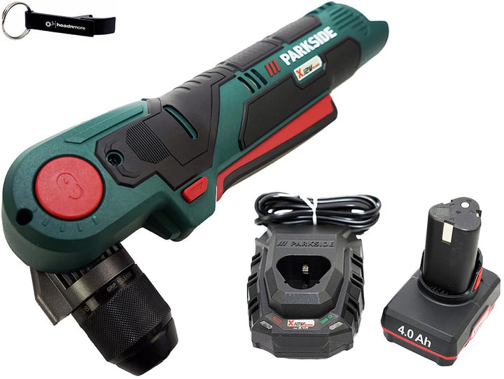 HEADNMORE® Bundle - PARKSIDE® 12V Akku Winkelbohrschrauber PWBSA 12 + HEADNMORE® Schlüsselanhänger (