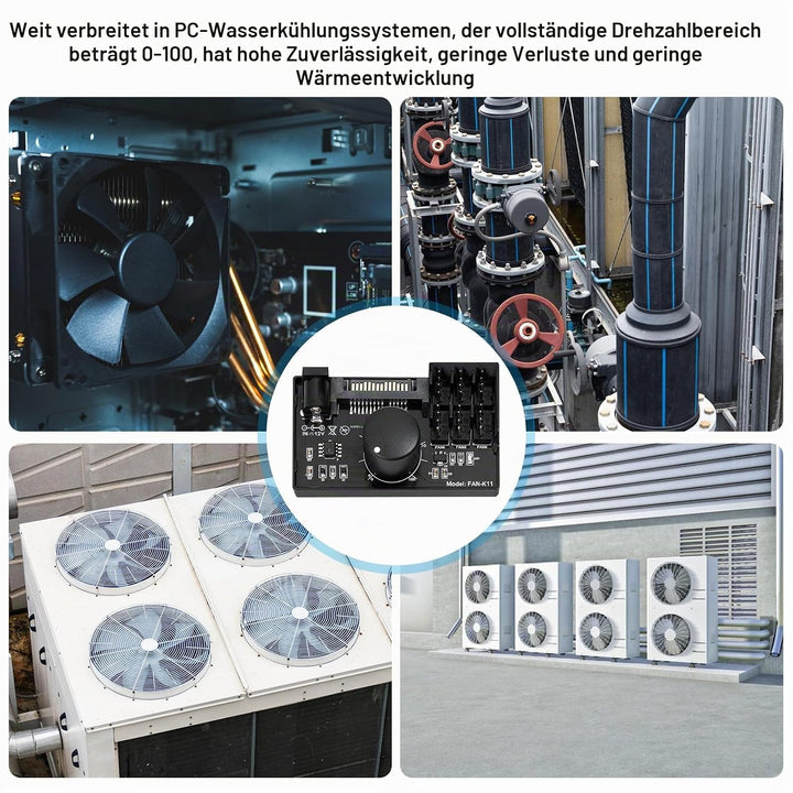 2 Stück PWM Lüfterdrehzahlregler 12V: 4-polig, PC-Lüfteradapter-Hub mit Stromversorgung über SATA un