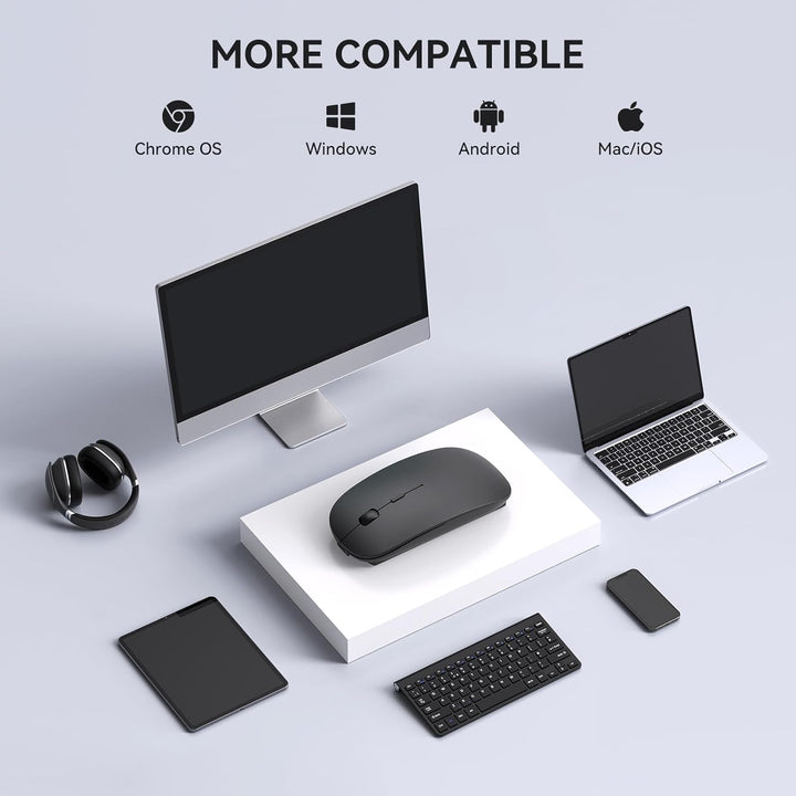 RaceGT Maus Kabellos USB-C & USB-A, Mouse Aufladbar 2,4GHz Leise klick Beidhändig 3 Adjustable DPI L