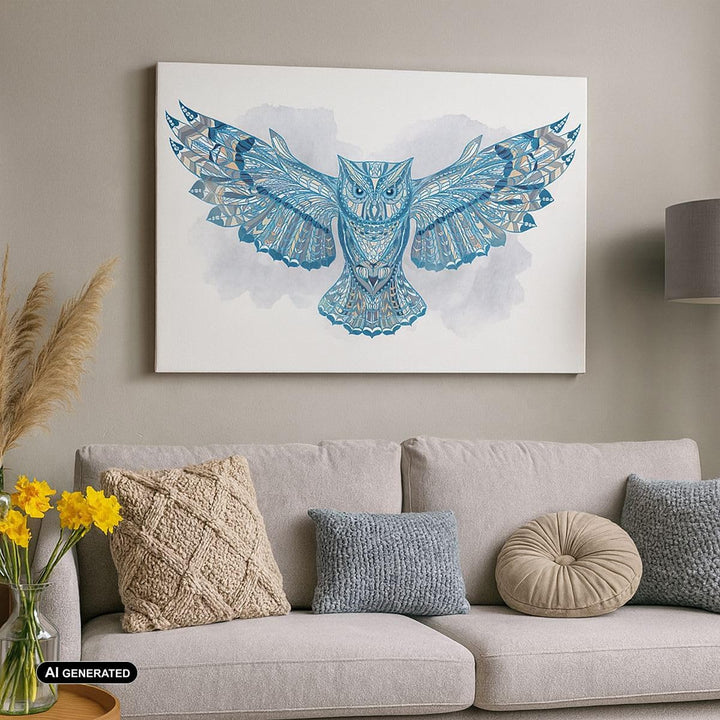Bilder auf Leinwand Eule Flügel Tierwelt Grafik Leinwandbild 70x50cm Wandbilder Dekoration Wohnzimme