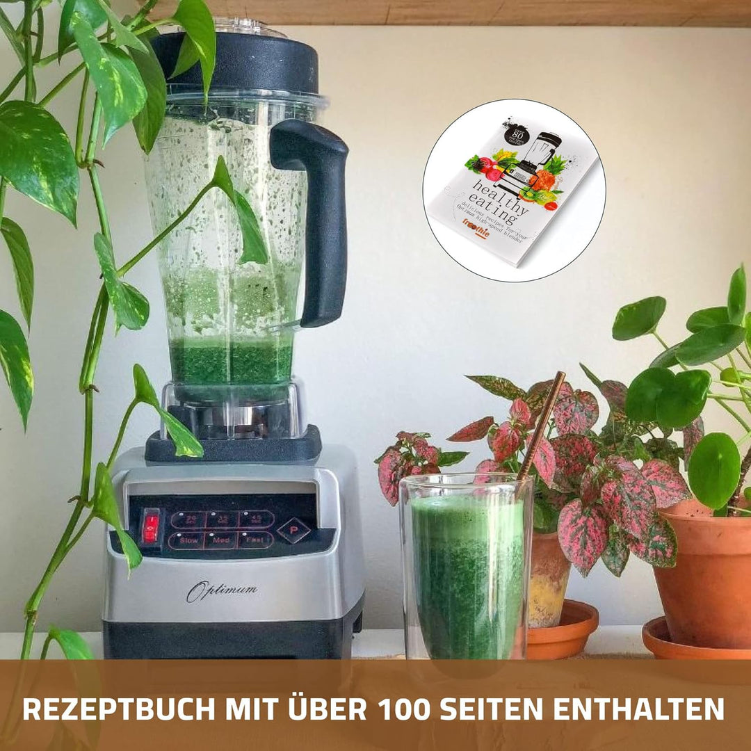 Hochleistungsmixer Optimum 9200A, 2611 Watt, 3.5PS, 6 Edelstahlklingen, 48000 U/min, GRATIS Nussmilc