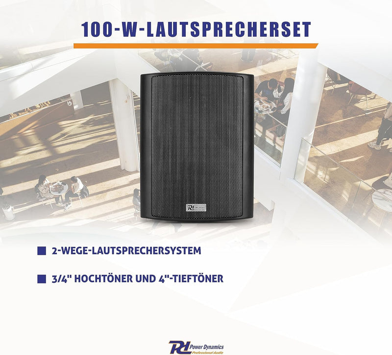 Power Dynamics BC40V Lautsprecher Set 100 Watt, 100 Volt, 8 Ohm Innen- und Aussenlautsprecher, Lauts